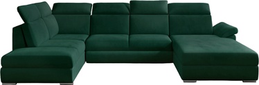 Stūra dīvāns Evanell Monolith 37, tumši zaļa, labais, 216 x 330 x 102 cm