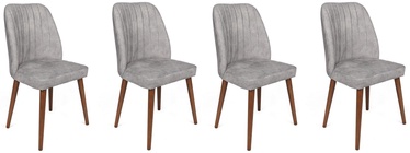Ēdamistabas krēsls Kalune Design Alfa 468 V4 974NMB1566, matēts, pelēka/valriekstu, 49 cm x 50 cm x 90 cm, 4 gab.