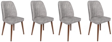 Ēdamistabas krēsls Kalune Design Alfa 468 V4 974NMB1566, matēts, pelēka/valriekstu, 49 cm x 50 cm x 90 cm, 4 gab.