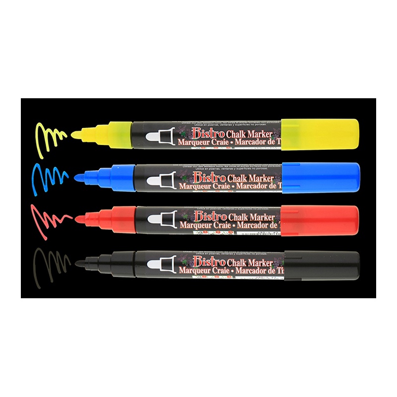 Kriidimarker Marvy Bistro Chalk Marker, roheline/roosa/violetne, 4 tk