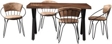 Pusdienu galds Kalune Design Pera 1401, melna/valriekstu, 80 cm x 140 cm x 75 cm