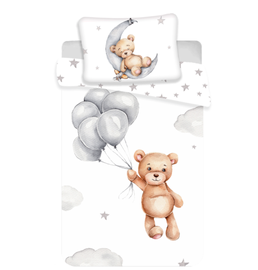 Voodipesukomplekt lastele Jerry Fabrics Teddy Bear 02, pruun/valge/hall, 100 x 135 cm