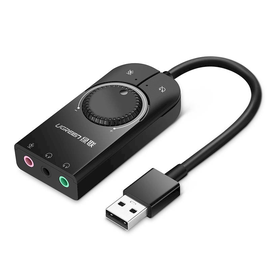 Adapteris Ugreen CM129, USB 2.0/3.5 mm Audio, 0.15 m, juoda