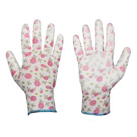 Рабочие перчатки прорезиненные Bradas Pure Pretty, для взрослых, полиуретан/полиэстер, белый/зеленый/розовый, 8, 6 шт.