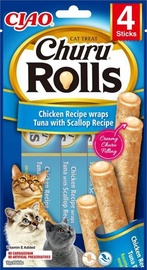 Лакомство для кошек Ciao Churu Rolls Chicken & Tuna, 0.04 кг, 4 шт.