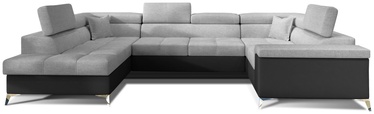Stūra dīvāns Thiago Sawana 21, Soft 11, melna/pelēka, kreisais, 350 x 202 cm x 90 cm