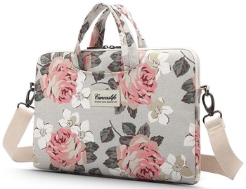 Klēpjdatoru soma Canvaslife White Rose, balta/rozā, 15-16"