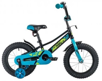 Vaikiškas dviratukas su papildomais ratukais Novatrack Valiant, juodas/šviesiai mėlynas, 14"