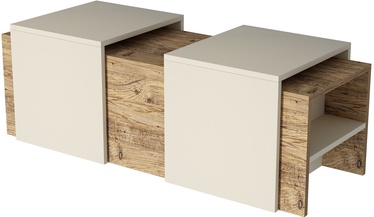 Журнальный столик Kalune Design Mera, сосновый/кремовый, 450 мм x 1200 мм x 420 мм