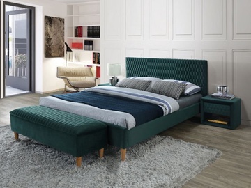 Кровать Azzuro Velvet, 180 x 200 cm, зеленый, с решеткой