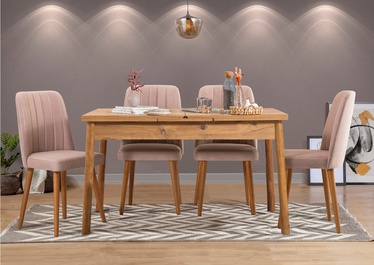 Ēdamistabas komplekts Kalune Design Santiago 0900 - 1 A, priedes/gaiši rozā