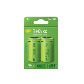 Uzlādējamās baterijas GP GPRHC57DB025, D, 5700 mAh, 2 gab.