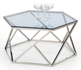 Журнальный столик Cristina, прозрачный/хромовый, 80 см x 70 см x 30 см