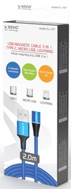 Зарядное устройство Elmak CL-157, USB Type C/Lightning/Micro USB/USB, 2 м, синий