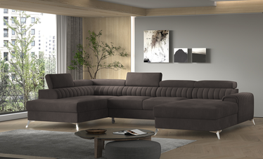 Kampinė sofa Lacante Rekta 22, ruda, kairinė, 202 x 354 cm x 92 cm
