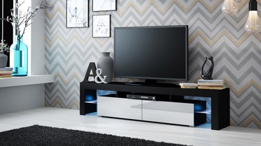 TV-laud Cama Meble RTV Solo, valge/must, 35 cm x 200 cm x 45 cm