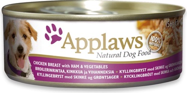 Märg koeratoit Applaws Natural Chicken Breast With Ham & Vegetables, kanaliha/köögiviljad/sink, 0.156 kg