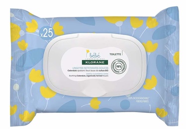 Mitrās salvetes Klorane Gentle Cleansing Wipes, 25 gab.