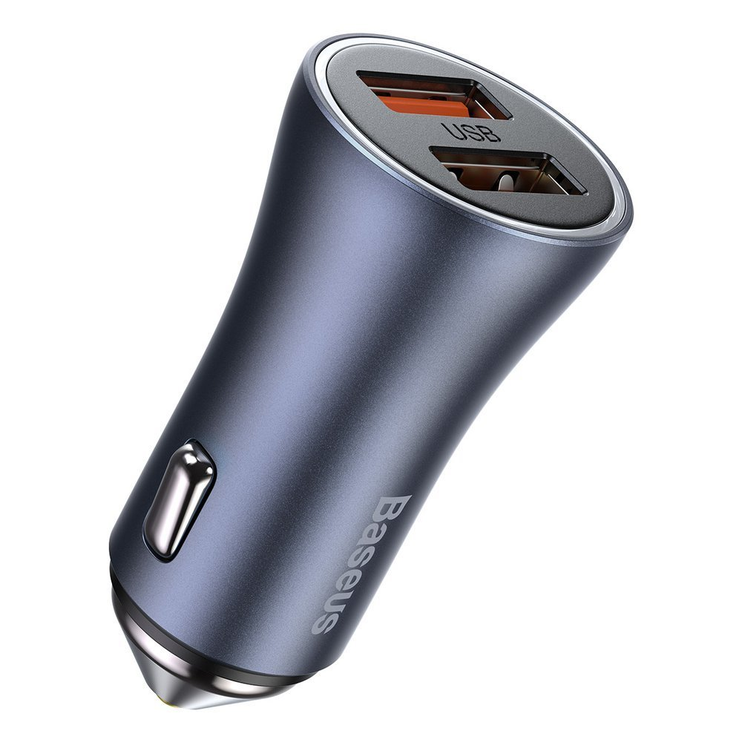 Автомобильное зарядное устройство Baseus, 2 x USB/USB-C, 1 м, серый, 40 Вт