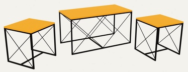 Набор журнальных столиков Kalune Design Defne, черный/желтый, 45 - 50 см x 100 см x 52 см