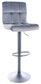 Baro kėdė Modern C-105 Velvet C105VCSZ, matinė, juoda/pilka, 42 cm x 39 cm x 96 - 117 cm