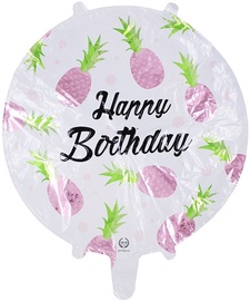 Воздушный шар Anagram Happy Birthday With Pineapples, белый