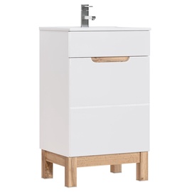 Шкафчик под раковину в ванной Hakano Fargo, белый/дубовый, 39 см x 50 см x 84 см