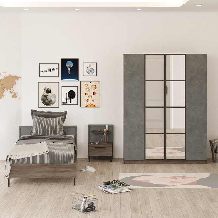 Комплект мебели для спальни Kalune Design HM14 CG, комнатные, коричневый/серый