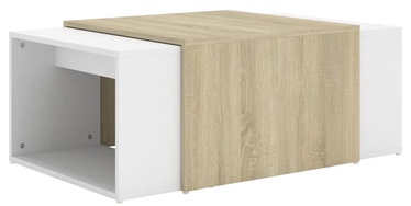 Kafijas galdiņš VLX 3 Piece Nesting Coffee Table Set 806899, balta/ozola, 600 mm x 600 mm x 380 mm