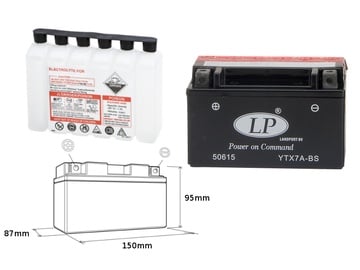 Аккумулятор Landport YTX7A-BS, 12 В, 6 Ач, 105 а