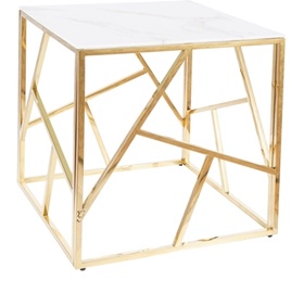 Kafijas galdiņš Escada B II, zelta/balta, 55 cm x 55 cm x 55 cm