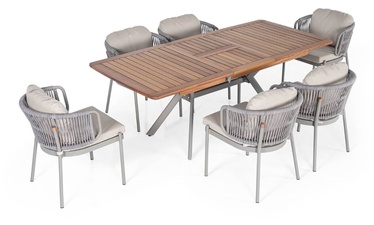 Välimööbli komplekt Floriane Garden Amsterdam 991DVN1161, kreemjas/hall, 6 istekohta