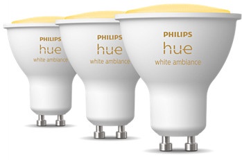 Светодиодная лампочка Philips Hue Smart Light Bulb LED, теплый белый, GU10, 5 Вт, 350 лм, 3 шт.