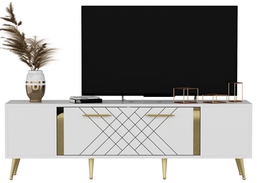 TV galds Kalune Design Detas, zelta/balta, 150 cm x 35 cm x 48.2 cm