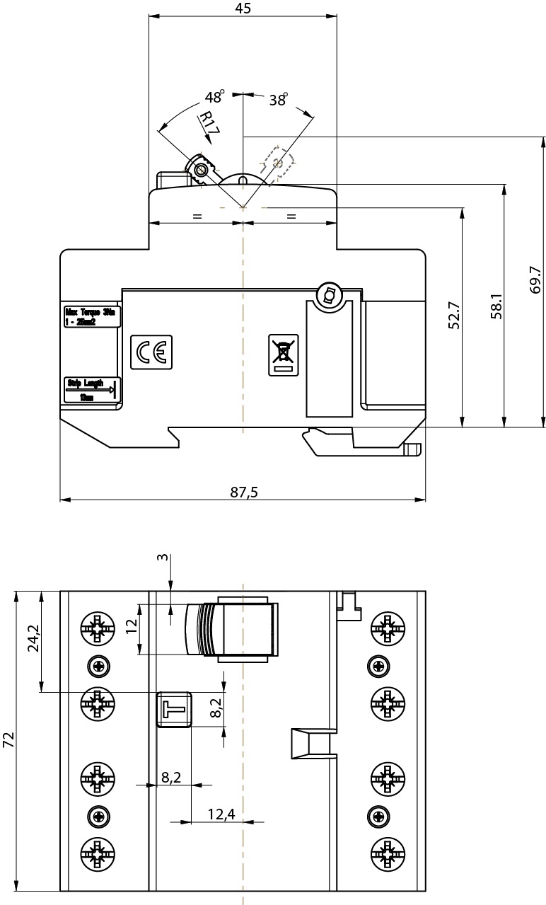 Rikkevoolukaitse ETI EFI-P4, 4P, 25 A, 415 V, 30 mA
