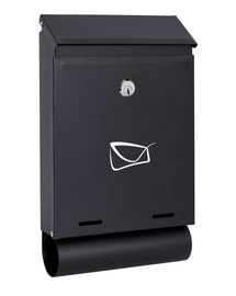 Postkast Hadvar, must, 18.5 cm x 6 cm x 31 cm