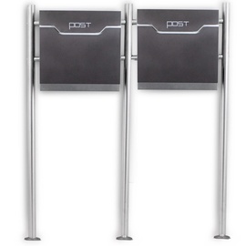Postkast B2M3141, hõbe/must, 165 mm x 1000 mm x 1200 mm