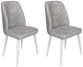 Valgomojo kėdė Kalune Design Dallas 584 974NMB1664, matinė, balta/pilka, 49 cm x 50 cm x 90 cm, 2 vnt.