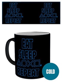 Чашка GB eye Playstation Eat Sleep Repeat, синий/черный, 320 мл