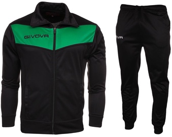 Спортивный костюм Givova Tuta Visa TR018 1013, черный/зеленый, M, 2 шт.