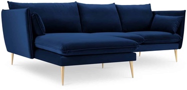Stūra dīvāns Micadoni Home Agate Velvet Left, zila/zelta, kreisais, 250 x 165 cm x 97 cm