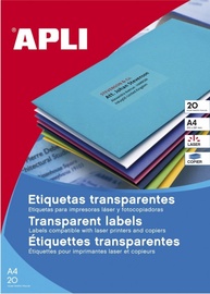Kleepuvad etiketid Apli Transparent Labels, ontor, 21 cm, 29.7 cm, 20 tk