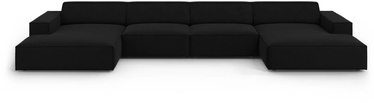 Dīvāns Micadoni Home Jodie Velvet Panoramic 6 Seats, melna, 364 x 166 cm x 70 cm
