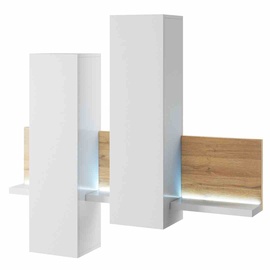 Шкаф-витрина Helvetia Bota 04, белый/дубовый, 152 см x 35 см x 142 см