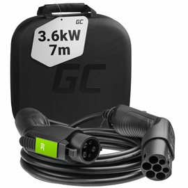 Elektromobiļu uzlādes stacijas spraudnis Green Cell EV19 Type 2 3.6 kW, melna