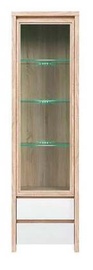 Vitrīna Kaspian S128-REG1W2S-DSO/BIP, balta/sonoma ozols, 56 cm x 40.5 cm x 200.5 cm