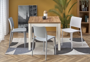 Söögilaud pikendatav Tiago Square, valge/tamm, 900 - 1250 mm x 900 mm x 770 mm