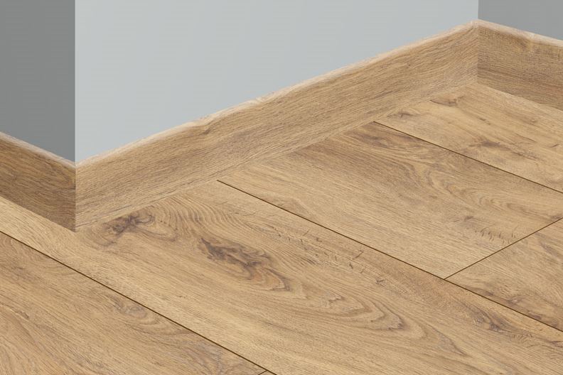 Плинтус D3308, 250 см x 8.5 см x 1.6 см, дубовый