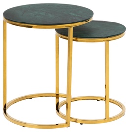 Kafijas galdiņš Kamza 96474, zelta/zaļa, 45 cm x 45 cm x 50 cm