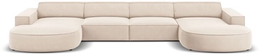 Dīvāns Micadoni Home Jodie Velvet Rounded Panoramic 6 Seats, bēša, 364 x 166 cm x 70 cm